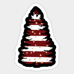 red and white christmas tree with golden confetti Sticker